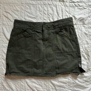 tommy jeans Y2k olive green mini skirt sz 7 cotton pockets neutral gorpcore